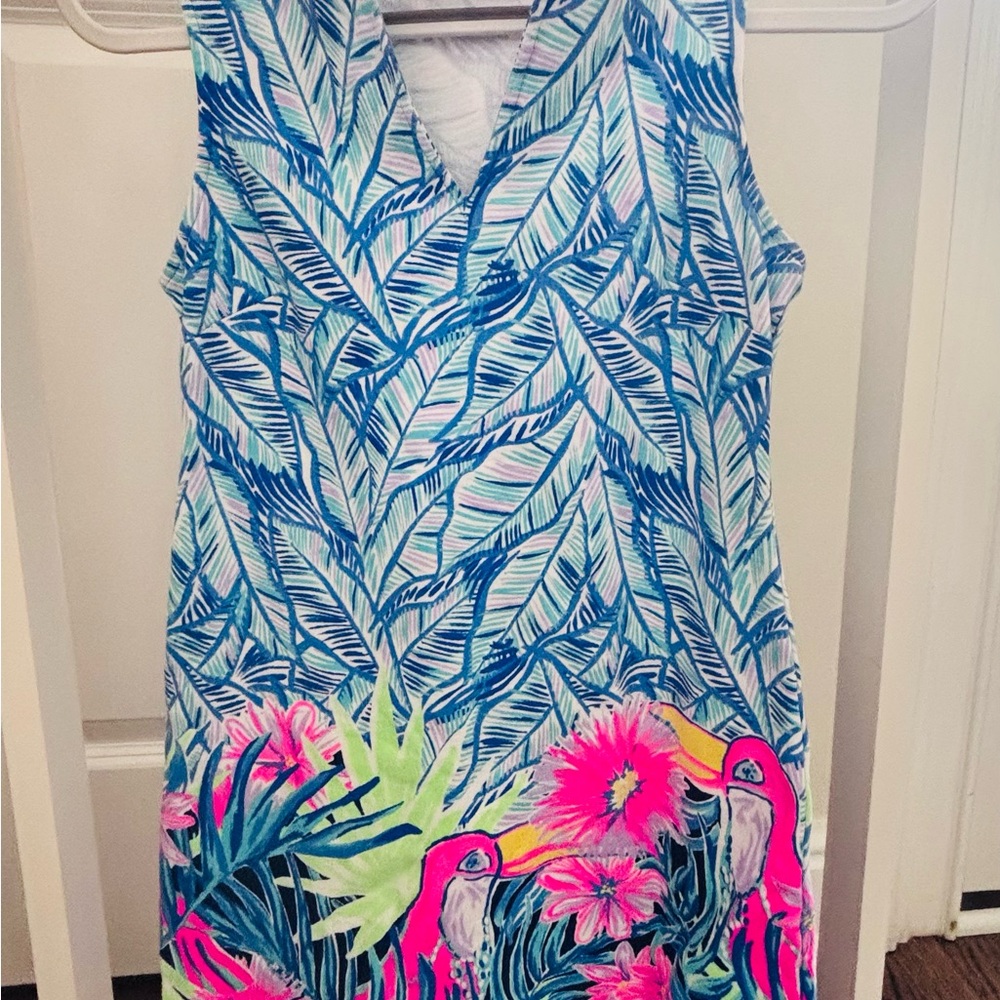Lilly Pulitzer Harper Bennet Blue Lets Mango French Terry Stretch Shift Dress